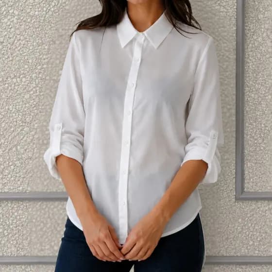 Camisa Feminina Social Martingale Manga Longa Com Botões