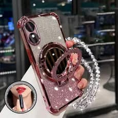 Capa Para OPPO A18 A38 A17 A17K A60 airbag De Quatro Cantos material anti-Queda Espelho De Maquiagem Função De Suporte D