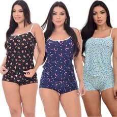 KIT C/3 PIJAMAS FEMININO TECIDO GEÇADINHO // PIJAMA ADULTO FEMININO