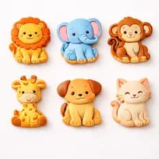 Kit 6 Cortadores de Biscoito Infantil Animais Fofinhos Moldes 6cm - Cortador Bolacha Pasta Americana