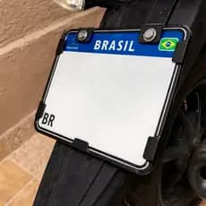 Suporte de Fixação para Placa de Moto Preto com Kit de Instalação
