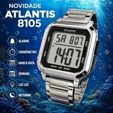 Relógio  Atlantis G8105 Prova Dágua Esportivo Inox