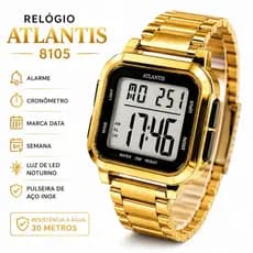 Relógio Atlantis Dourado Digital Esportivo Masculino