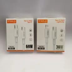 Cabo Turbo Carga e Dados A´Gold 1 Metro Tipo-C/Tipo-C 60W e Tipo-C/IOS 30W