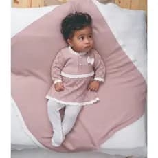 Saída Maternidade Menina Kit 3 Peças Fofinho Wendy Premium Vestido Meia Calça Manta Conjunto RN Luxo