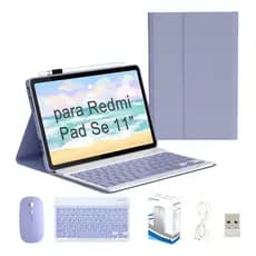 Teclado ABNT2 com suporte para caneta + Mouse sem fio Bluetooth para Xiaomi Redmi Pad SE 11" (2023 2025/Redmi Pad 2