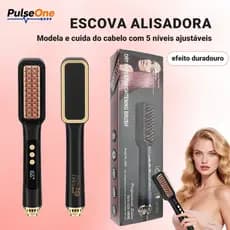 Escova Alisadora Elétrica 2 em 1 Feminina Alisa e Modela Com Ar Frio Cerâmica Display Digital 5 Temperaturas Plug UE