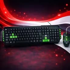 Kit Teclado E Mouse Gamer KG-03R Nemesis Start 2.0 Preto E Verde Mais Mouse Pad Gamer Nemesis