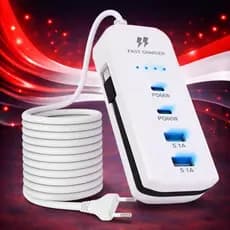 Extensão Carregador Turbo 66w Celular 2 Saídas Usb