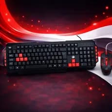 Kit Teclado E Mouse Gamer KG-03R Nemesis Start 2.0 Preto E Vermelho Mais Mouse Pad Gamer Nemesis