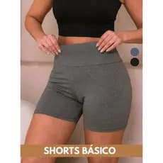 Shorts Basico Feminino Cintura Alta Meia Coxa Liso Fitness Academia Suplex Sem Transparencia