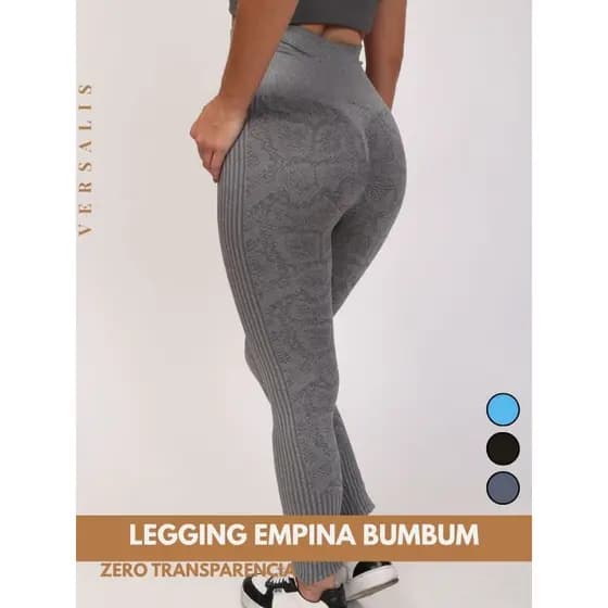 Calça Legging Feminina Empina Bumbum Sem Costura Cintura Alta Jacquard Academia Esportivo Fitness