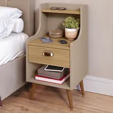 Mesa de Cabeceira Com Gaveta Retrô criado para Quarto Escritorio Puxador Concha Texas