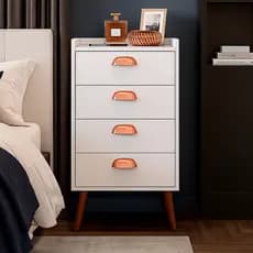 Mesa de Cabeceira Quarto com 4 Gavetas Puxador Concha Moderna Linha Premium Monet