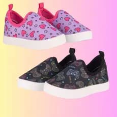 KIT Tenis Infantil 2 pares Feminino Masculino Caminhada Corrida Lycra Antiderrapante Gamer Coração 20 ao 34