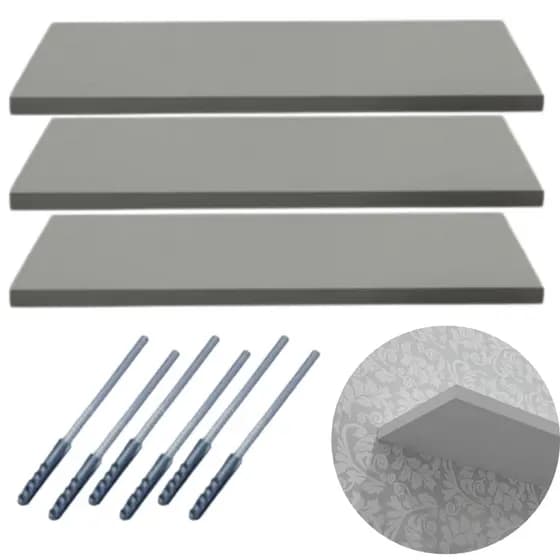 Kit 3 Prateleira Mdf 100x20 Suporte Invisível Na Cor Cinza