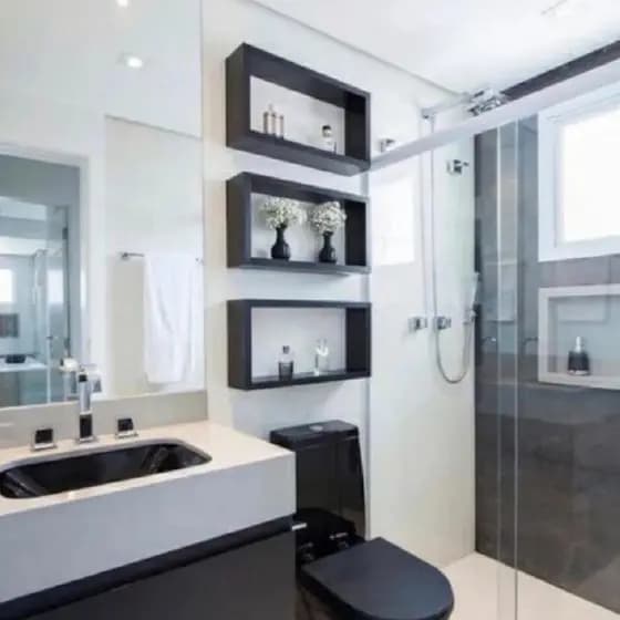 Kit 3 Nicho Organizador Retangular 60x30x10cm Kit 3 Peças Em Mdf Branco ou Preto Banheiro, Quarto, sala, cozinha