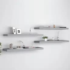 Kit 4 Prateleiras MDF Cinza 100x20 com Suporte Invisível