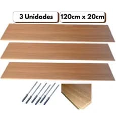 Kit 3 Prateleira Mdf 120x20 Suporte Invisível Na Cor Freijó