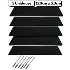Kit 5 Prateleira Mdf 120x20 Suporte Invisível Na Cor Preta