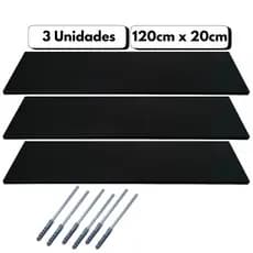 Kit 3 Prateleira Mdf 120x20 Suporte Invisível Na Cor Preta
