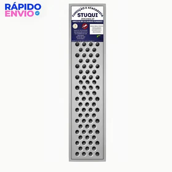 Grelha Ralo Em Alumínio Anti Inseto 10x50cm Com Suporte