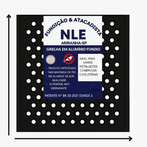 Grelha em aluminio anti-inseto 30x30 preta com suporte