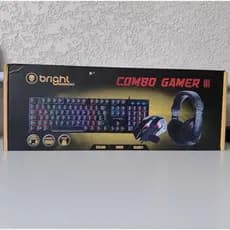 Combo Gamer Bright – Teclado + Mouse + Headset – Novo Lacrado