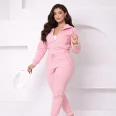 Conjunto Moletom Feminino Leve Blusa Calça Capuz Zíper Inverno Frio Quentinho