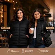 Jaqueta Puffer Feminina Bobojaco Peluciada Impermeavel Capuz Removível Inverno Frio
