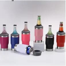 420ML Copo Térmico 5 em 1 Porta Latinha Barrigudinha 2 tampas Envio Imediato