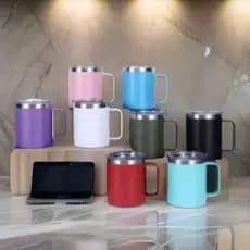 Caneca Térmica 360ml Café Isolada Aço Inoxidável Com Alça Viagem Vácuo Parede Dupla