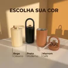 Garrafa térmica de 350ml, design requintado, fácil de transportar, ideal para café.