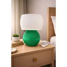 Abajur Twist Design – Abajur Decorativo Moderno em Espiral 3D para Quarto e Sala - Verde e Branco