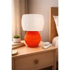 Abajur Twist Design – Abajur Decorativo Moderno em Espiral 3D para Quarto e Sala - Laranja e Branco