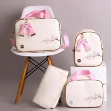 Bolsa Maternidade Kit 4 Peças Luxo Impermeável com Trocador Mala e Mochila para Bebê