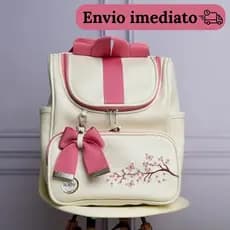 Mochila Maternidade Multifuncional Impermeável Bordado de Flor e Leãozinho Menina/Menino