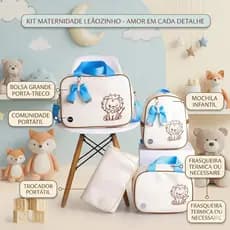 Bolsa Maternidade Kit 4 Peças Impermeável Luxo Menina Menino Completo com Trocador