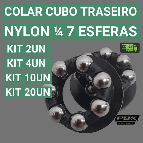 Colar Para Cubo Traseiro Colar de Nylon 1/4 7 Esferas de Aço Colar Esferas C/ Protetor Cubo Traseiro