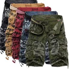 Bermuda Masculina Plus Size, Corte Solto, Estilo Workwear, Camuflada, com Múltiplos Bolsos, Comprimento Médio e Estampa