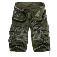 Novos shorts de trabalho masculinos de comprimento médio com estampa camuflada, estilo coreano, com vários bolsos, calça