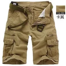 Calções cargo grossos plus size para atacado, calções de praia masculinos soltos com vários bolsos e comprimento médio,