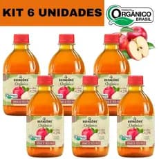 Kit 6 Vinagre Orgânico De Maça 4 Estações Pet 450ml Acidez 4,2%