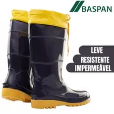 Bota Galocha Baspan PVC Náutica Térmica Cano Longo Azul e Amarela