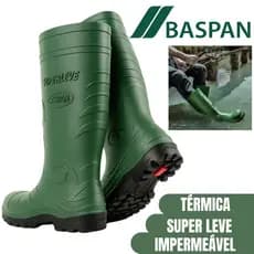 Bota Galocha Baspan Superleve Cano Longo Térmica Impermeável Verde