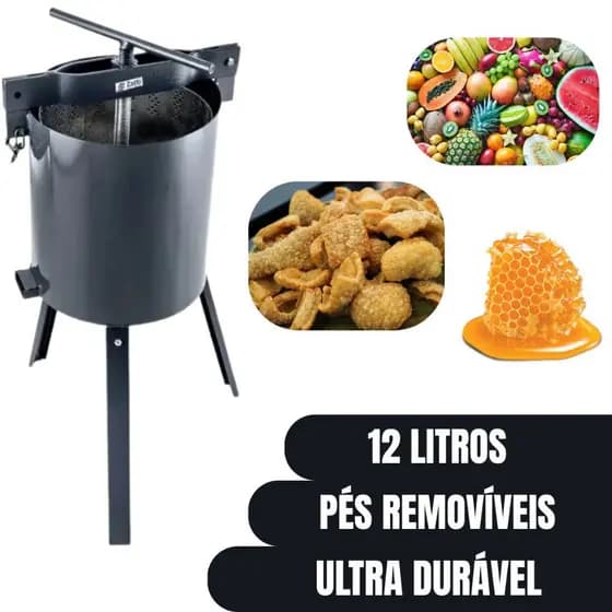 Prensa  de Banha Torresmo Frutas Favo Mel Manual 12 Litros Espremedor Zatti