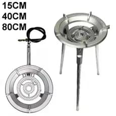 Fogareiro Camping Alumínio Alta Pressão Dupla Chama C/ Tripé 15cm 40cm 80cm Promoção