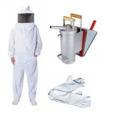 Kit Apicultor Apicultura Macacão Roupa Brim + Fumigador + Luva Promoção