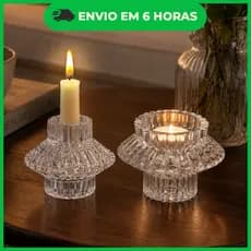 Castiçal em vidro 2 em 1 - Porta Velas decorativo ana 8cm