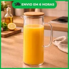 Jarra De Vidro - Tampa De Bambu 1L